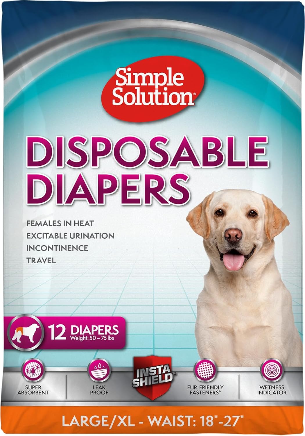 Simple Solution Disposable Dog Diapers, Female Dog Diapers, Puppy Potty Training, Incontinence and Heat Cycle Protection, Large Diapers for Dogs, 18-27 Inch Waist, 30 Count - Image 9