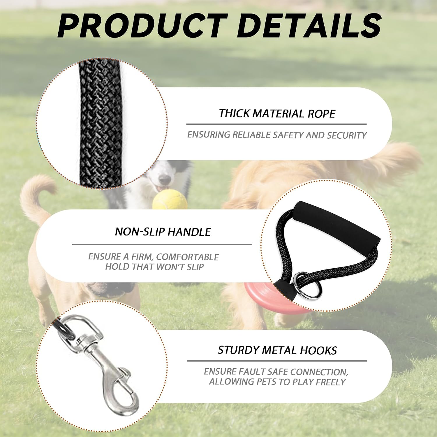 Detachable multi pet walking rope system for small and medium dogs