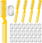 Yinkin 5 Pieces Razor Comb for Dogs Hair Grooming Trimmer for Pet Razor Comb with 25 Extra Blades Manual Dog Hair Trimmer Double Edge for Cats Hair Cutting Tool(Blue) - Image 9