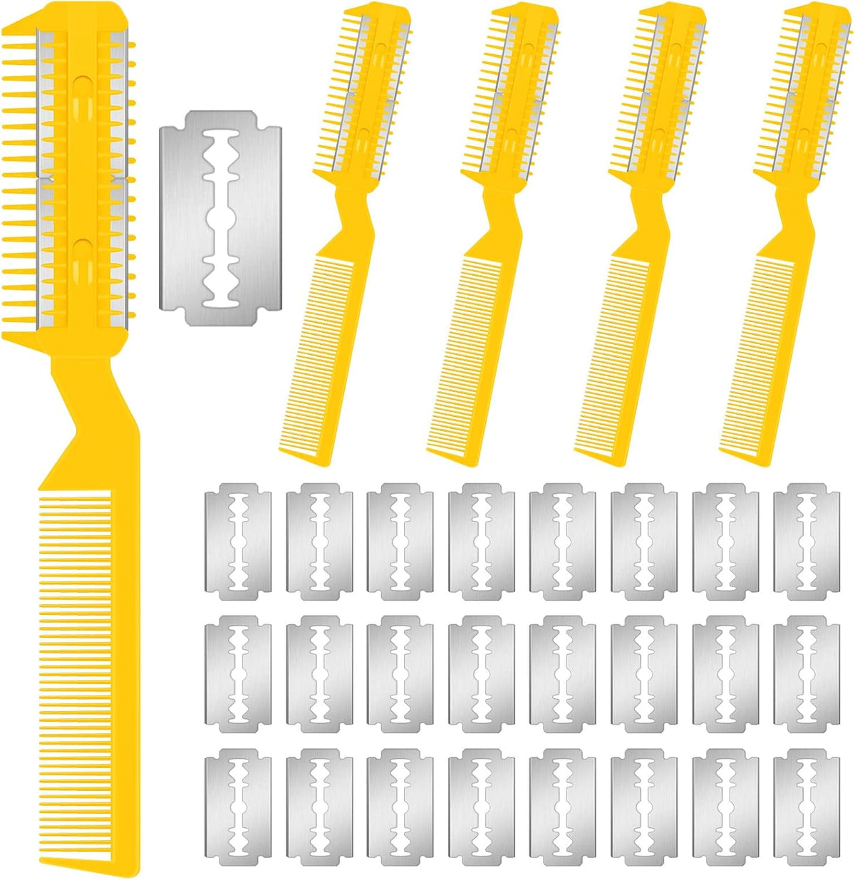 Yinkin 5 Pieces Razor Comb for Dogs Hair Grooming Trimmer for Pet Razor Comb with 25 Extra Blades Manual Dog Hair Trimmer Double Edge for Cats Hair Cutting Tool(Blue) - Image 9