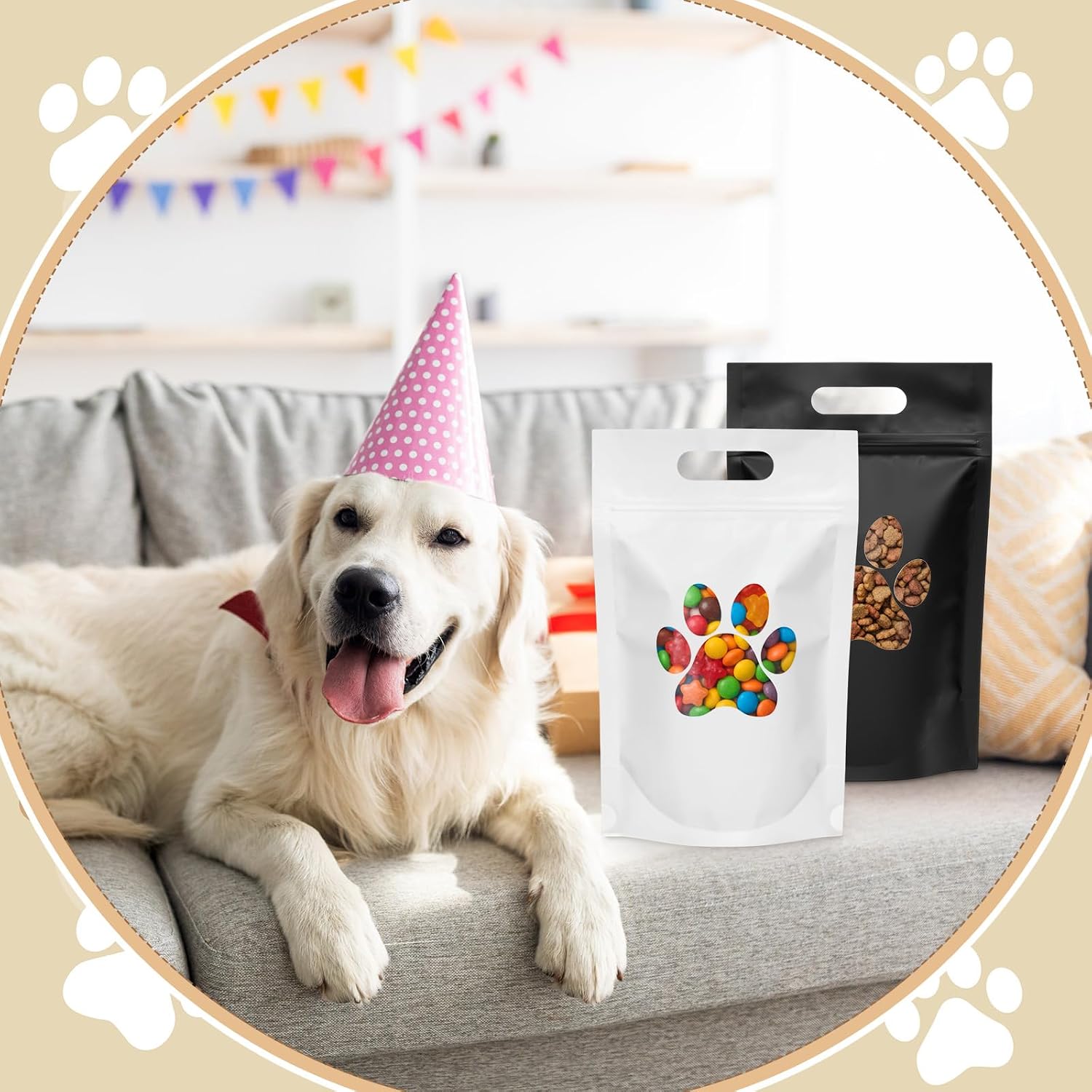 Heat-sealable dog treat pouches with zipper closure