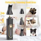 Gooad low noise pet grooming clippers package contents featuring dual chargers, a specialized cleaning brush, and protective blade maintenance oil.