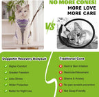 Cat using litter box while wearing DoggieKit post surgery suit