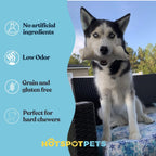 Hotspot Pets dog chew bones packaging showing the USDA certified facility seal.