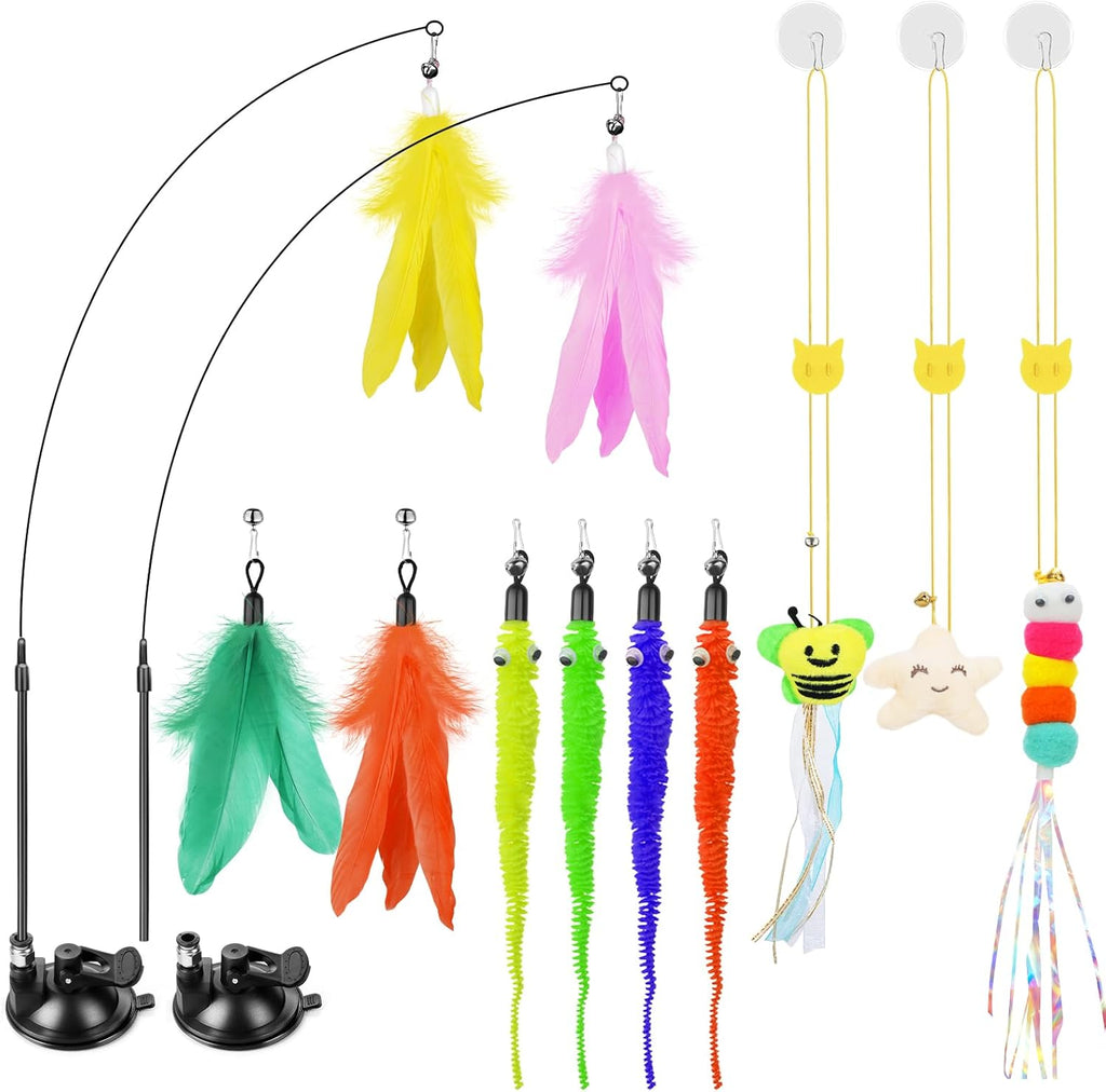 SmartyKat interactive cat wand toy front view with suction cup base and feather attachment