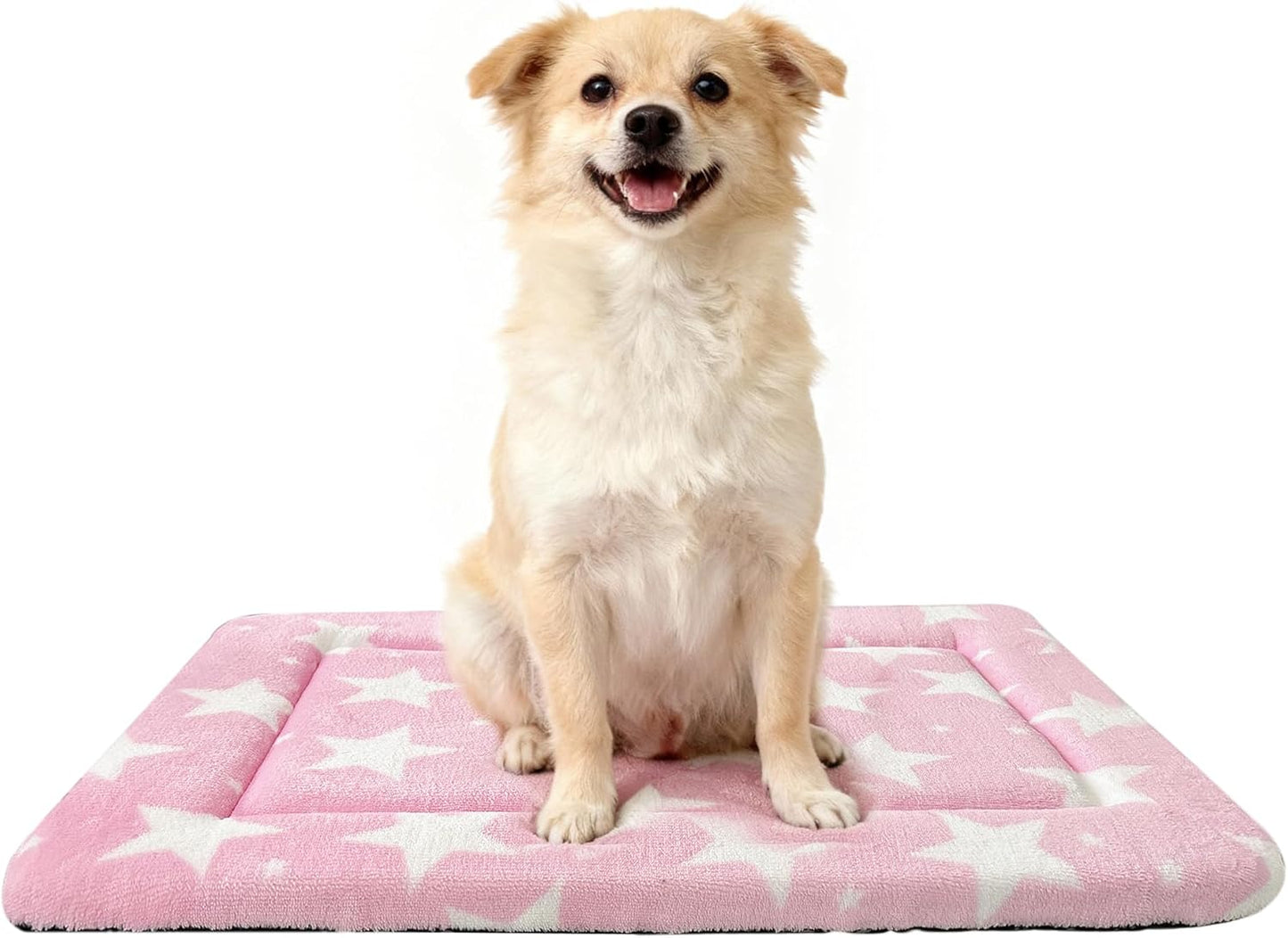 Washable Dog Bed Plush Orthopedic Outdoor Crate Mat with Non-Slip Bottom,Luxe Soft Kennel Pad for Pets, Cozy Cage Cushion & Pet Sleeping Mattress Large Sized,Medium,Small Dogs,24 x 18 inch,Pink - Image 9