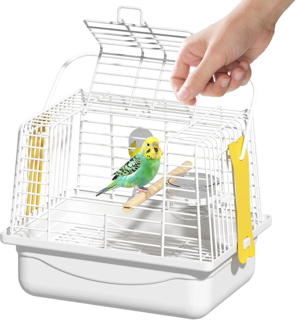 Small Bird Cage,Parakeet Travel Carrier with Handle,Perch,Feeder,Waterer - Image 9
