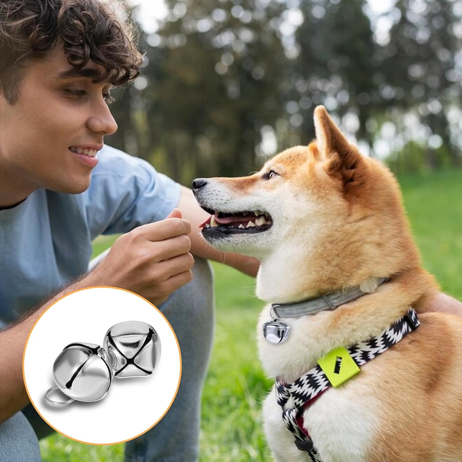 Xthrotsenk loud pet anti lost bells showing cross cut metal design