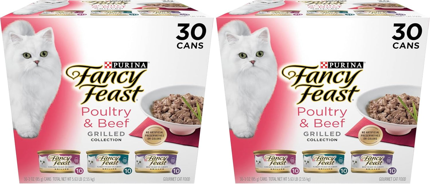 Purina Fancy Feast Grilled Wet Cat Food Poultry and Beef Collection Wet Cat Food Variety Pack - (Pack of 30) 3 oz. Cans - Image 12