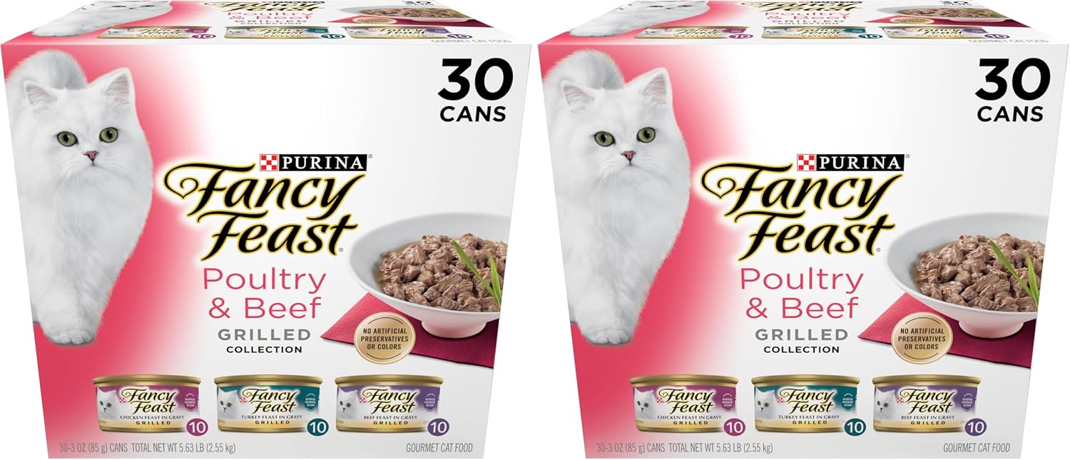 Purina Fancy Feast Grilled Wet Cat Food Poultry and Beef Collection Wet Cat Food Variety Pack - (Pack of 30) 3 oz. Cans - Image 12