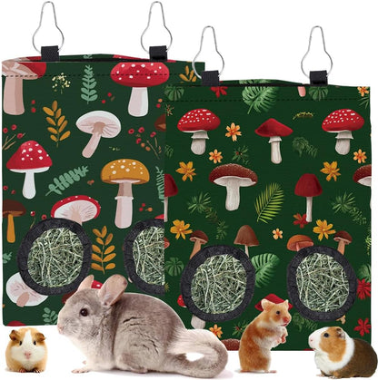 2Pcs 2 Styles Small Pet Hanging Hay Bag Pink Hay Feeder Bag with 2 Holes Bowknot Pattern Cloth Washable Rectangle Feeding Storage for Rabbit Chinchillas Hamsters Guinea Pigs 12 x 9 Inch - Image 13