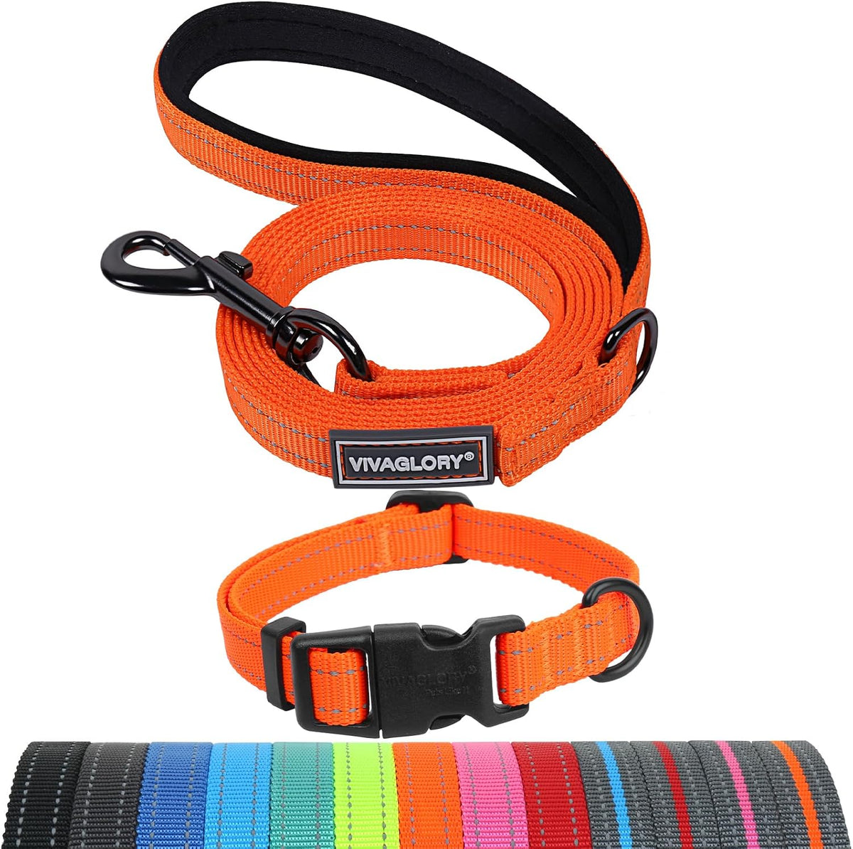 VIVAGLORY Dog Leash Dailyx Pet Leash with Soft Padded Handle for Training & Walking, Heavy Duty & Double Layer Nylon for Pet Puppy Collar, 3ft x 1in, Black - Image 10