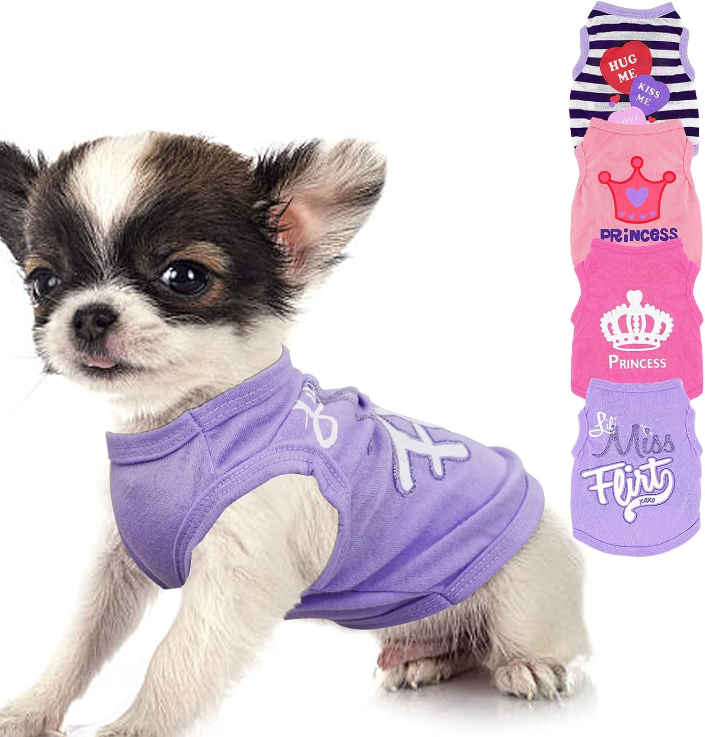Generic 4 piece small dog shirt set front view