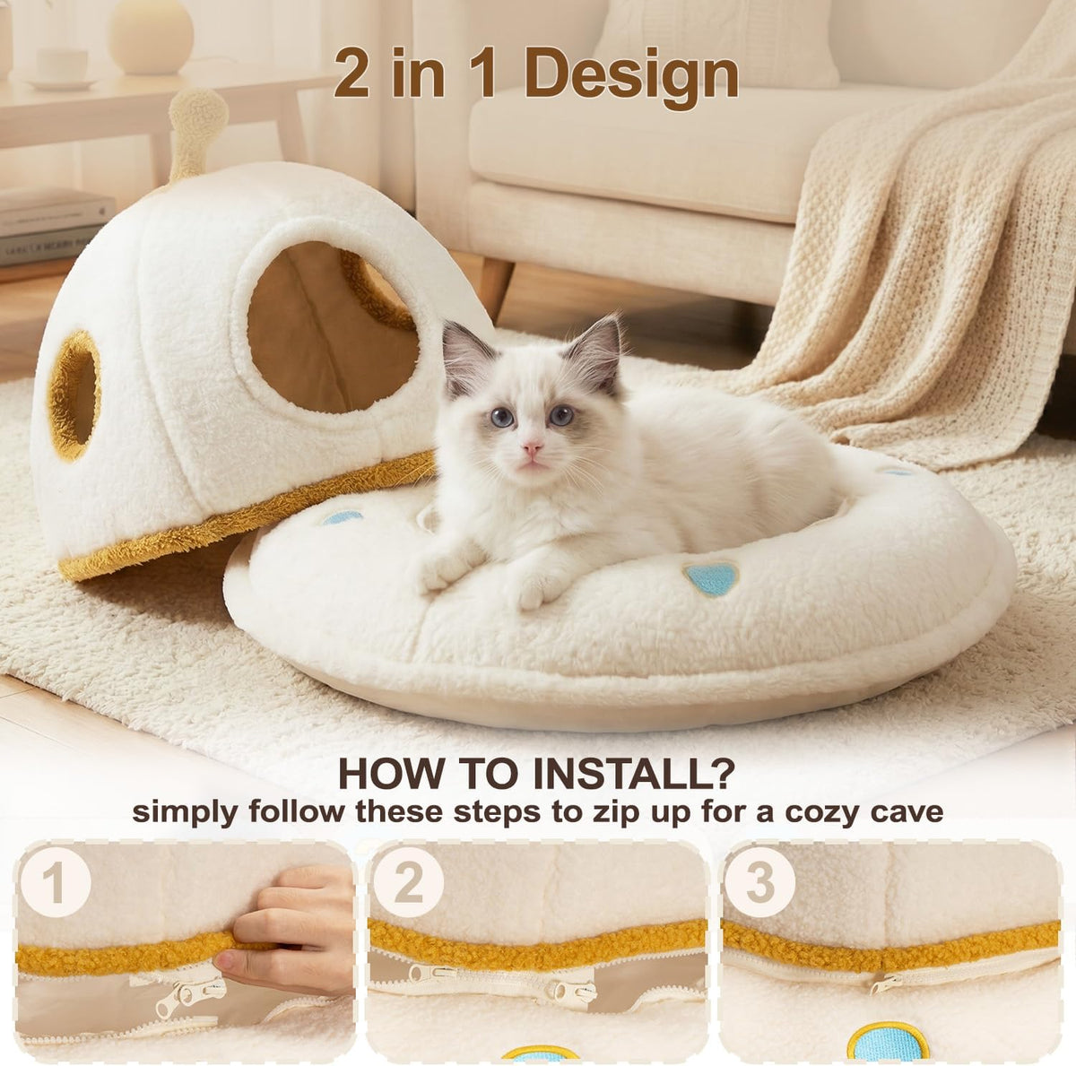Top view of removable cushioned pillow for cats