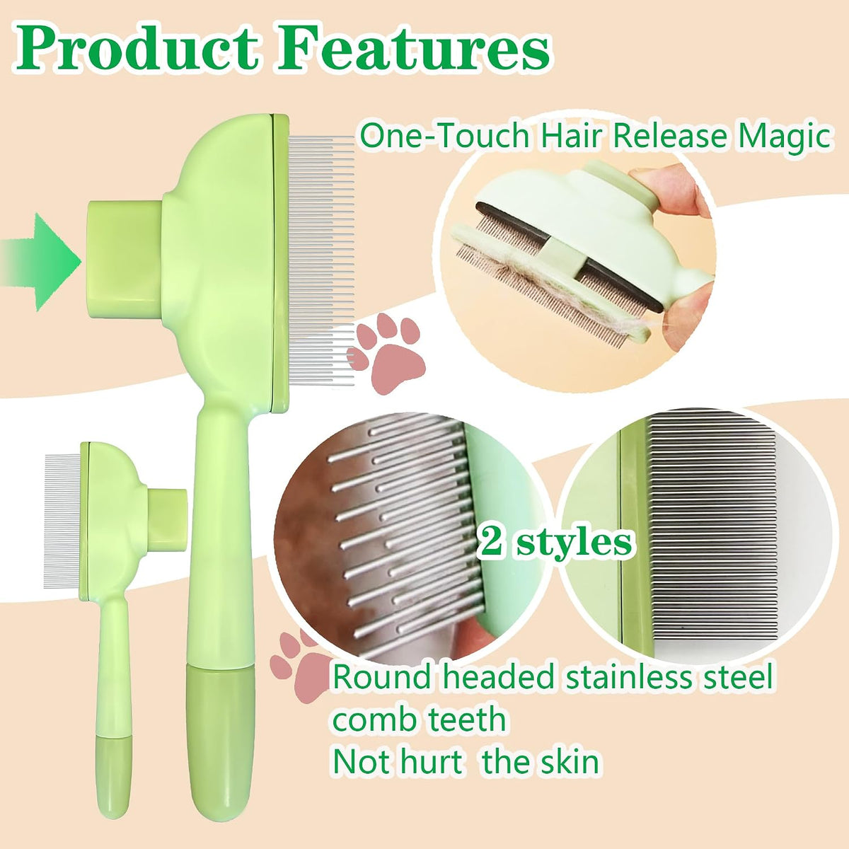 KoovDem fine tooth pet grooming tool set