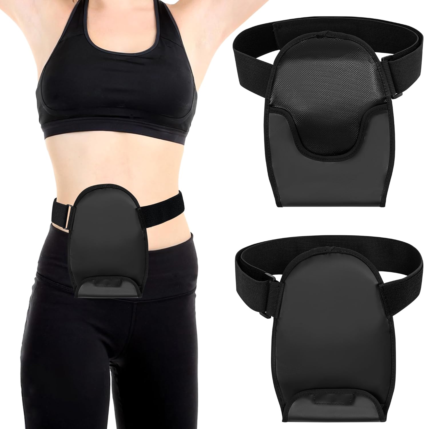 LUCKIPLUS Ostomy Bag Covers front view of black waterproof pouch support.