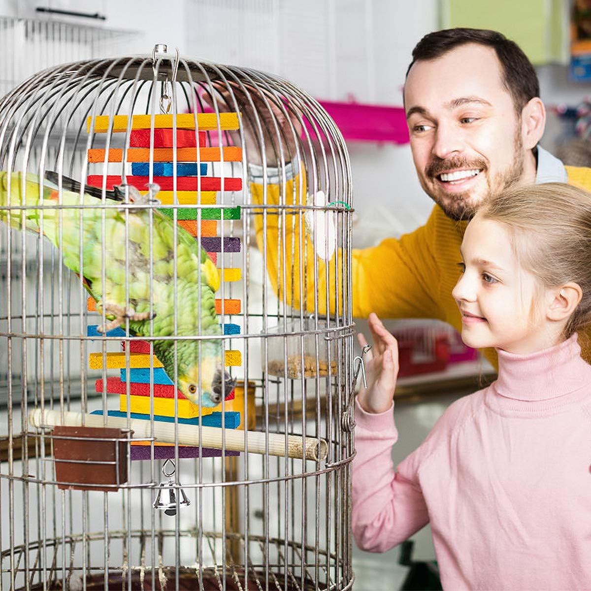 Natural wooden blocks parrot toy set for conures and parakeets