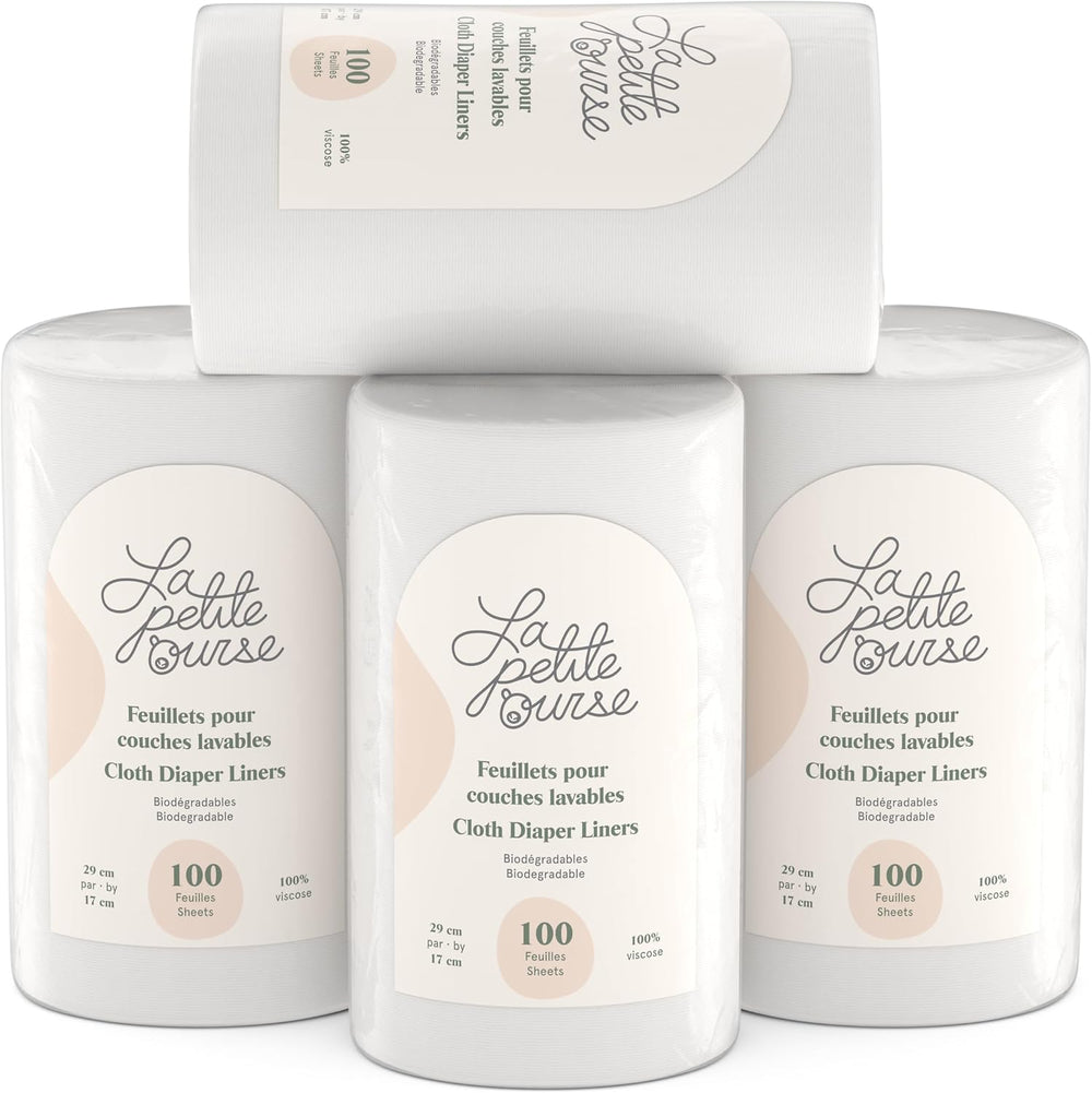 La Petite Ourse disposable cloth diaper liners front view roll packaging