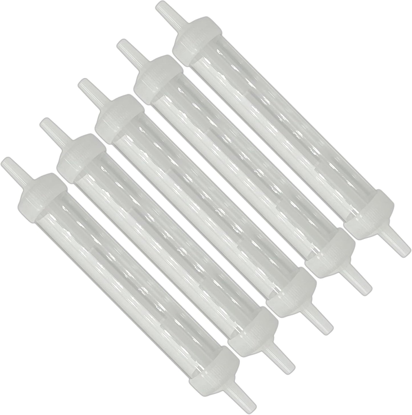 ResOne Inline Oxygen Tubing Water Trap front view showing clear moisture collection chamber.