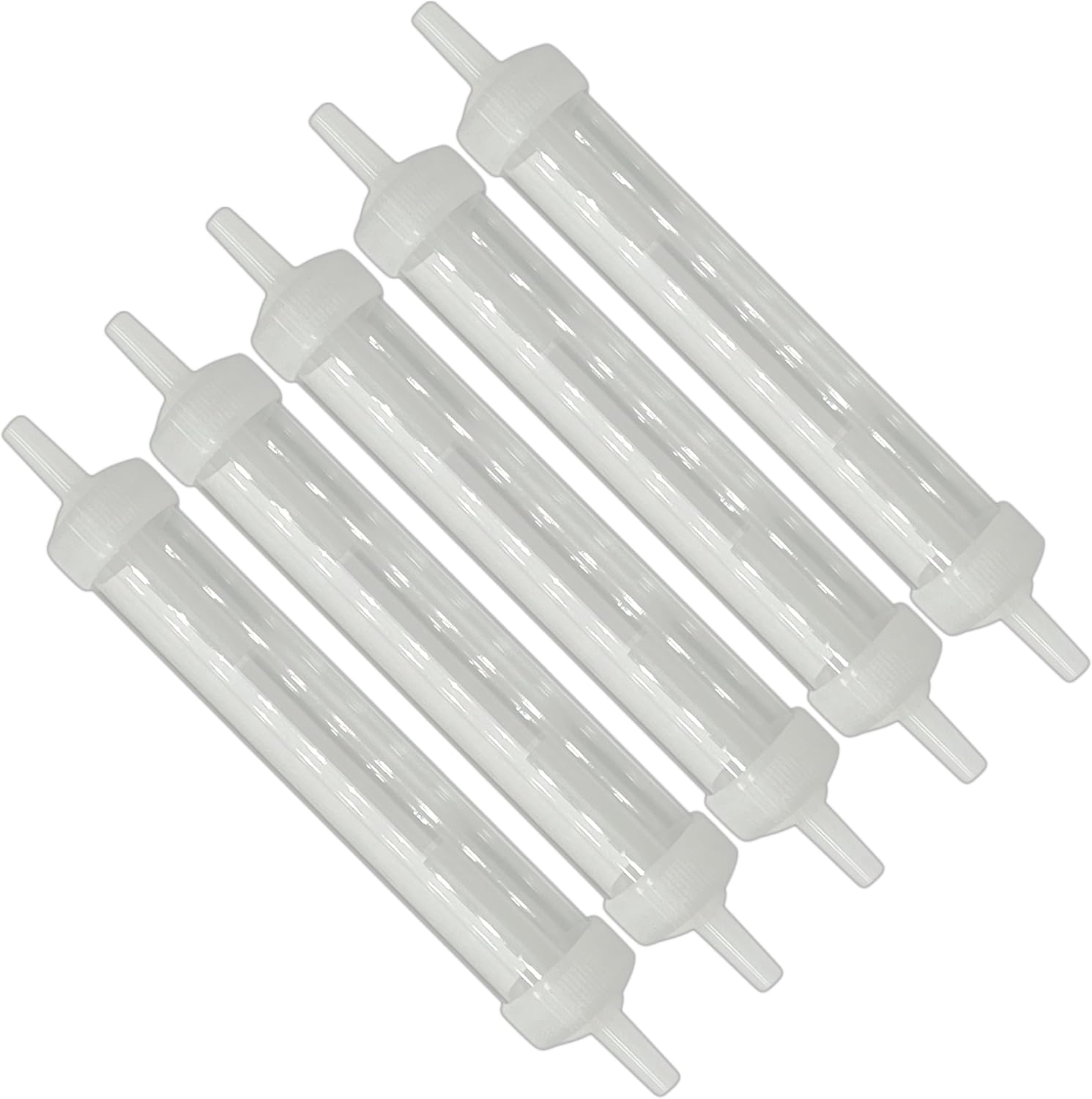 ResOne Inline Oxygen Tubing Water Trap front view showing clear moisture collection chamber.