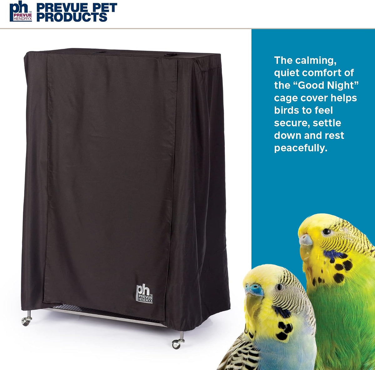 Side view of Prevue Pet Products black bird cage drape