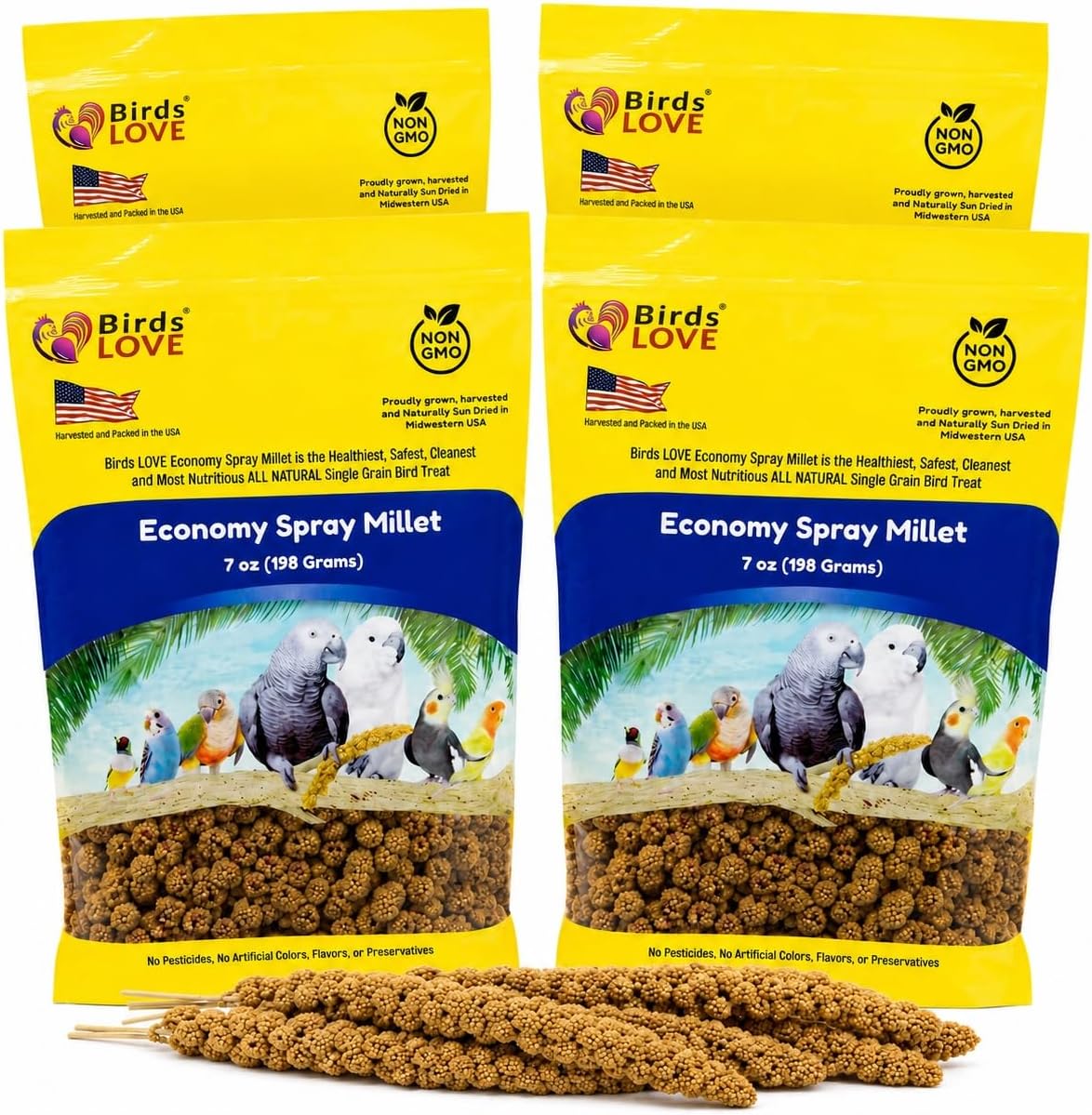 Birds LOVE(R) Millet Tips & Tails for Birds - Premium Spray Millet Treat, Grown in the USA - Natural & Healthy Bird Food for Parakeets, Cockatiels, Budgies, Lovebirds, Finches, Canaries & Parrots - 1 lb - Image 10