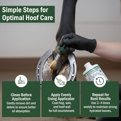 Premium plant based organic hoof conditioner oil for horse abscess prevention