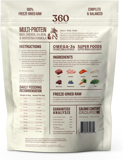 360 Pet Nutrition Freeze-Dried Raw Dog Food - Multi-Protein with Beef, Chicken, Fish, Liver & Organs, High Protein, Omega-3s, Fruits, Veggies & Superfoods, Grain-Free, No Fillers, 1 lb - Made in USA - Image 9