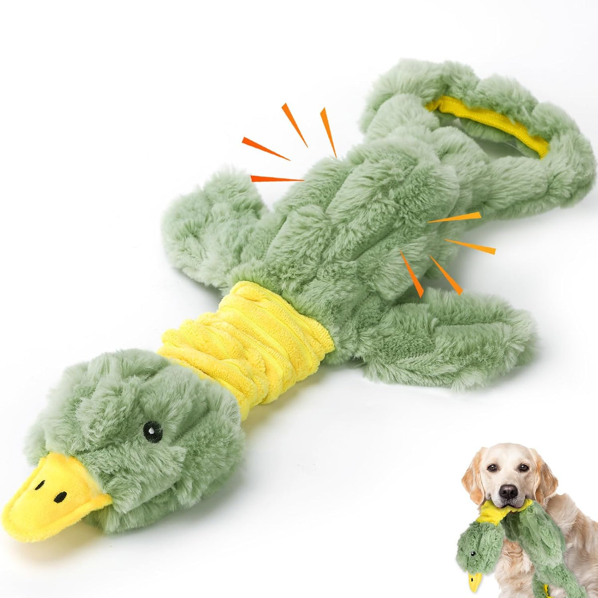 Dog Toys 3-Pack Cute Duck Shapes Puppy Toys No-Stuffing Squeaky and Crinkle Interactive Dog Chew Toy for Small to Large Breeds - Image 11