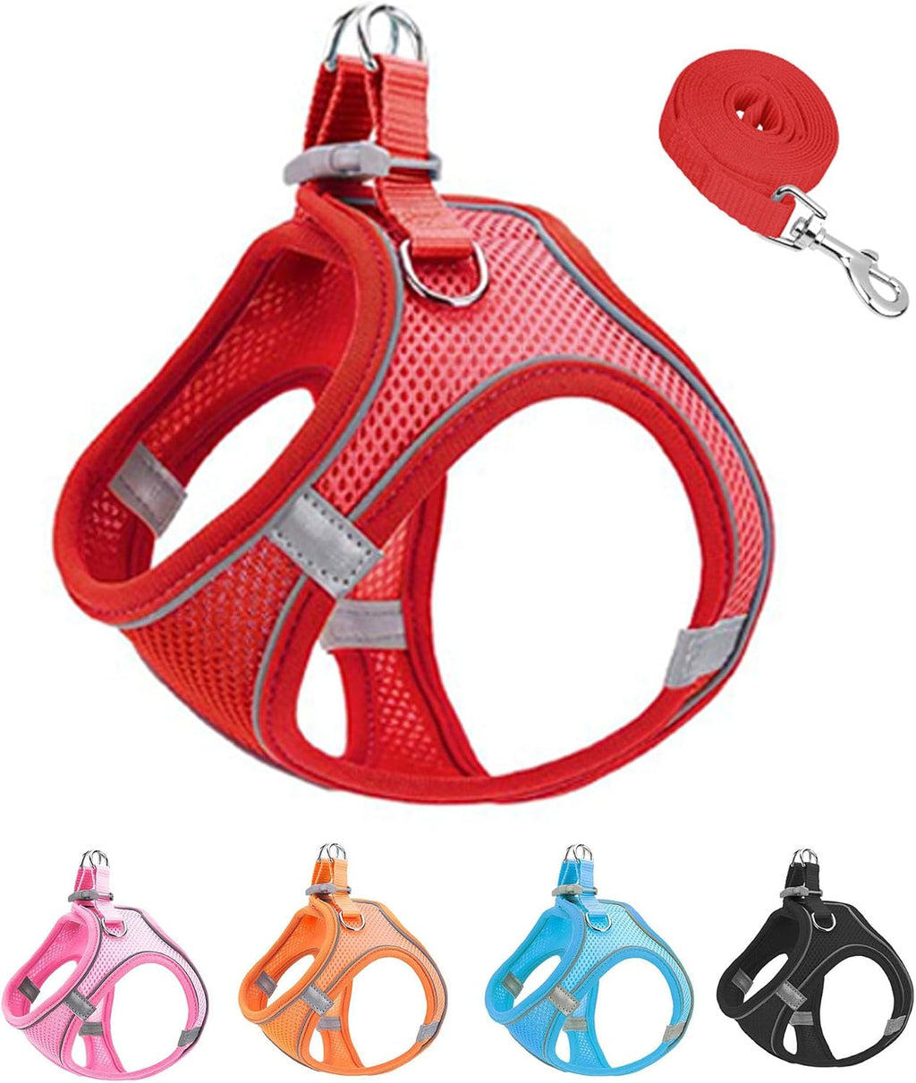 XXXS Pink Soft Mesh Dog Harness and Leash Set,No Escape Puppy Harnesses for Training Walking Reflective Adjustable Puppy Vest for Small Medium Dogs, Cats (Pink, XXXS) - Image 9