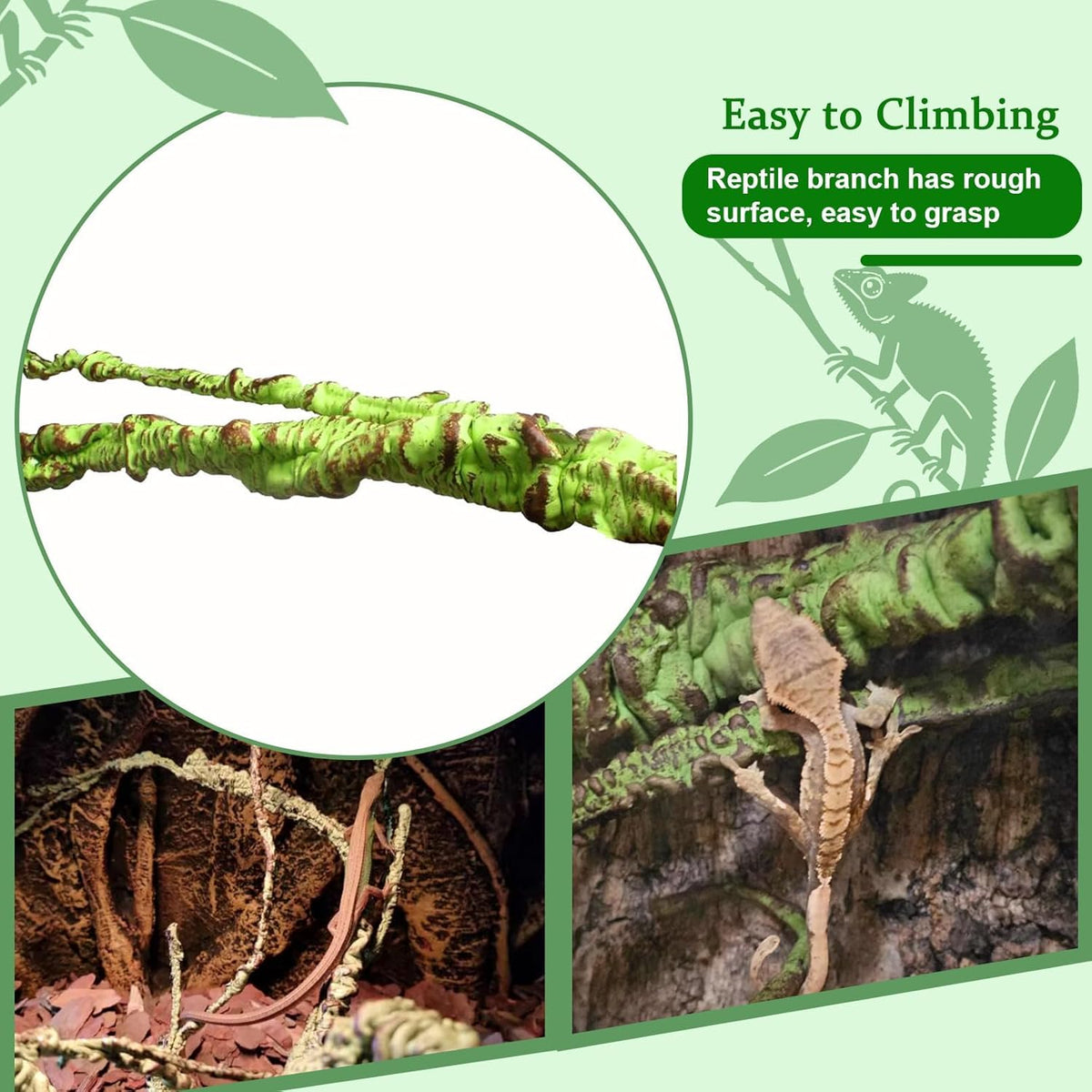 Full length view of the bend-a-branch artificial vine for reptile habitats.