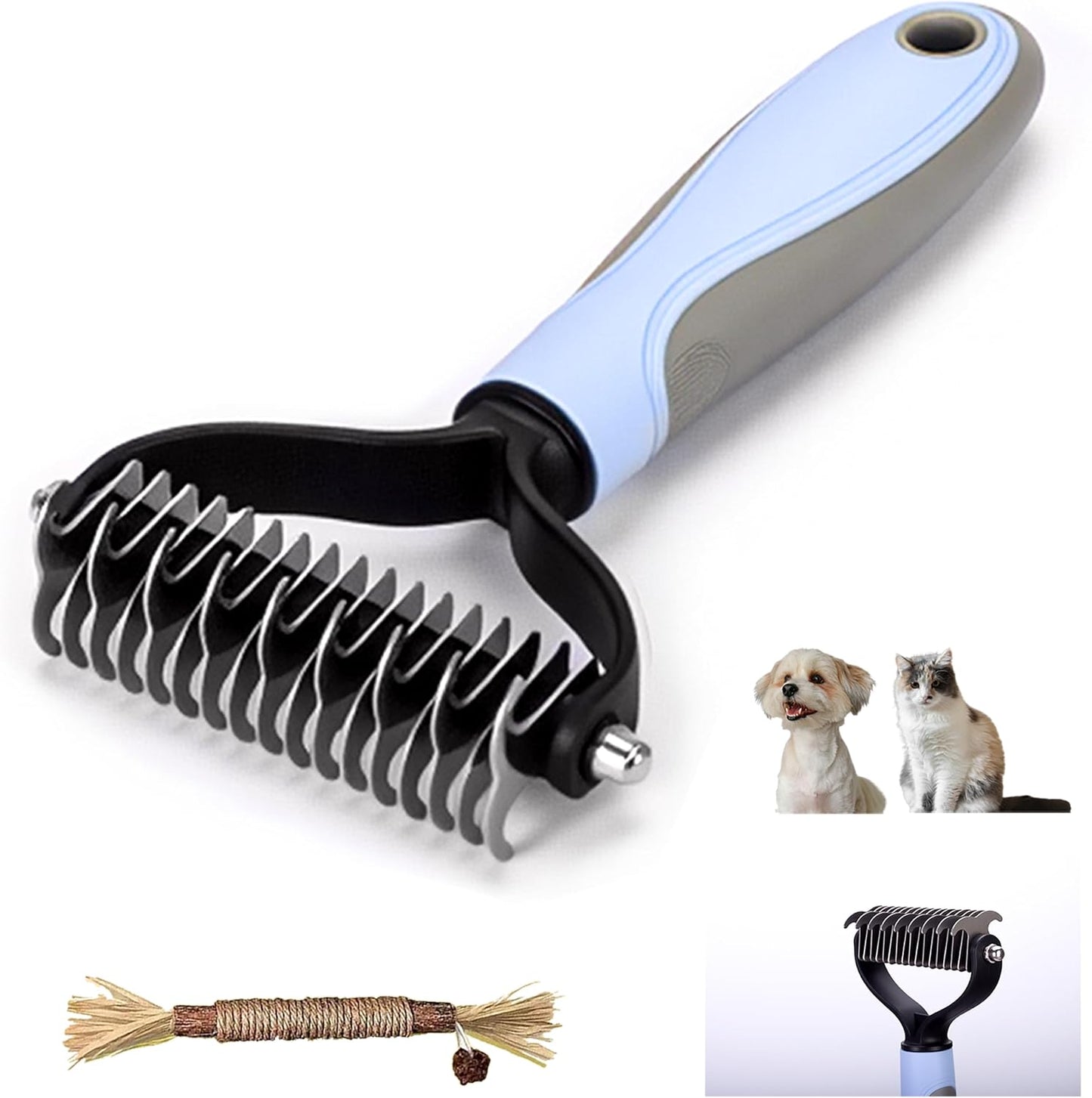 4Pcs Cat Dematting Comb Set - Safe Hidden Blade Pet Knot Remover for Matted Fur, No Scratch Grooming Detangling Tool for Dogs & Cats, Non-Slip Handle - Image 9