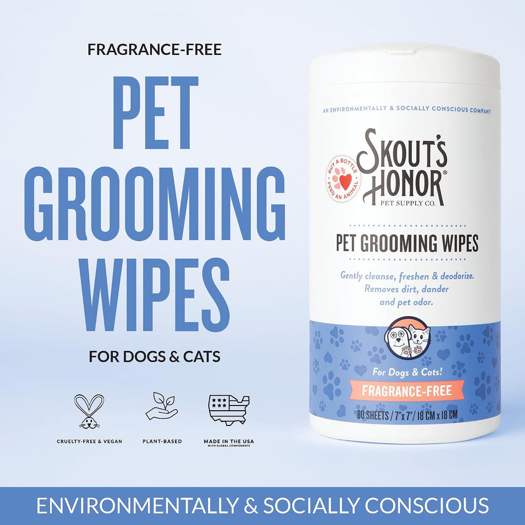 Hypoallergenic alcohol-free grooming sheets being used to clean a dog's muddy paws.