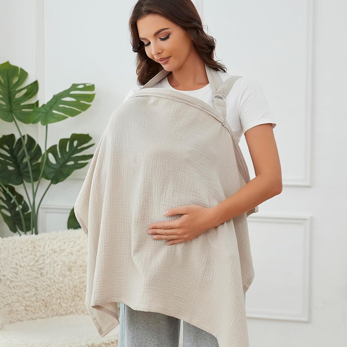 Zdolmy muslin nursing cover Summer Wheat front view