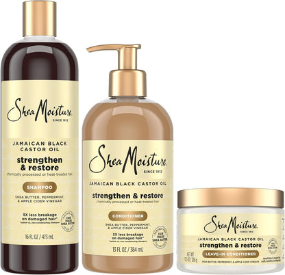 SheaMoisture Jamaican Black Castor Oil hair repair system trio front view