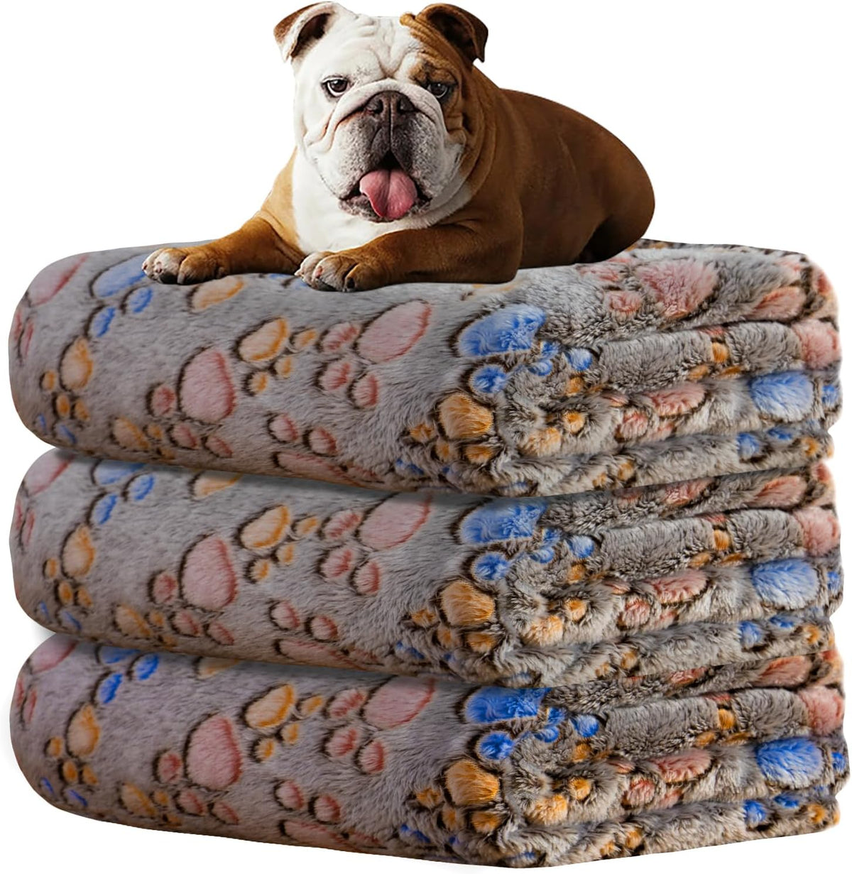 Rezutan 1 Pack 3 Blankets for Dogs, Dog Blanket for Large & Medium Pet Cat, Premium Soft Fluffy Suitable for Dog Kennels & Beds, Sofas, Gifts Puppy Essentials, 41x31inch, Gray/Blue/Beige - Image 9