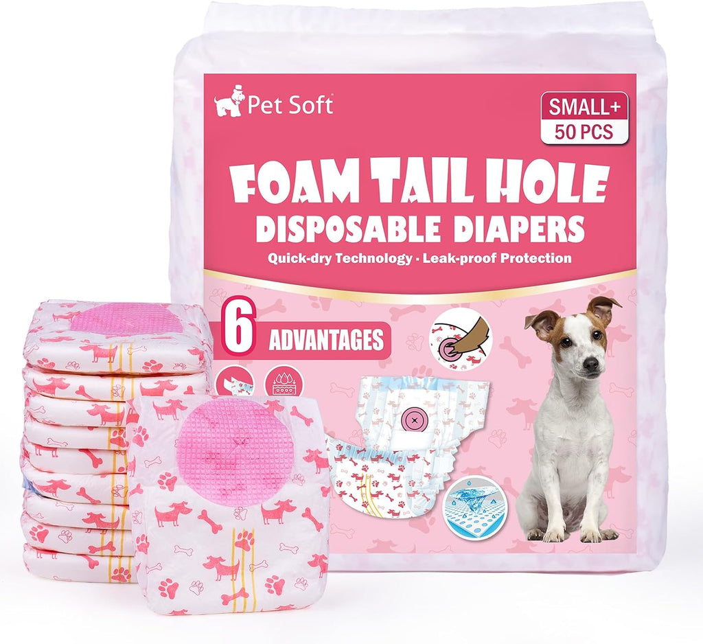 Pet Soft Disposable Dog Diapers - Female Dog Diapers with Adjustable Foam Tail Hole, Ultra Protection Puppy & Cat Diapers Wetness Indicator for Dogs in Heat or Incontinence, 50pcs (S,Red) - Image 15