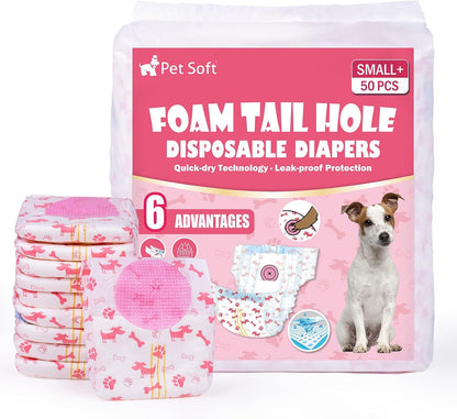 Pet Soft Disposable Dog Diapers - Female Dog Diapers with Adjustable Foam Tail Hole, Ultra Protection Puppy & Cat Diapers Wetness Indicator for Dogs in Heat or Incontinence, 50pcs (S,Red) - Image 15