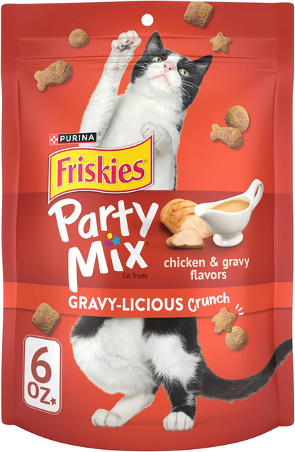 Purina Friskies Cat Treats, Party Mix Gravy-licious Crunch Chicken and Gravy Flavors - 20 oz. Pouch - Image 13