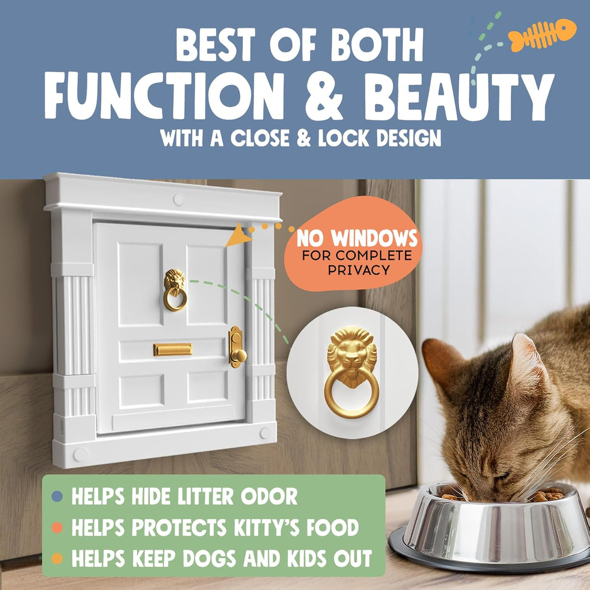Large 25 pound cat easily walking through the spacious flapless Purrfect Portal interior pet door.