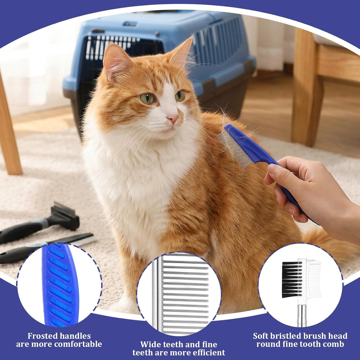 Durable and washable plastic detangling comb option included in the premium seven piece kit.