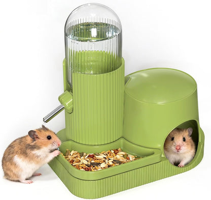 3 in 1 Hamster Water Bottle No Drip Automatic Water Dispenser with Food Bowl Container & Hideout Base Hut for Dwarf Hamster Mouse Rat Gerbils Mice Cage Accessories (Pink) - Image 10