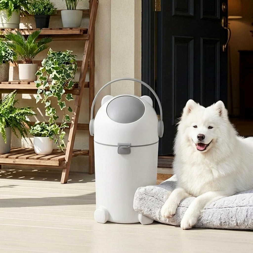 Tebiete 15L dog poop trash can front view for pet waste