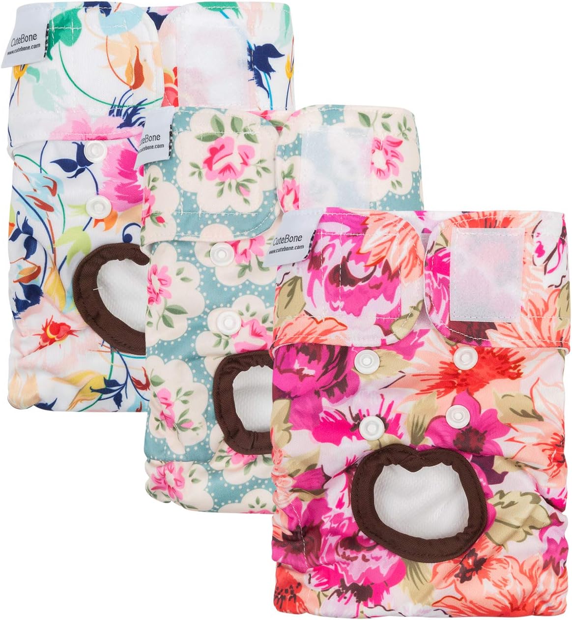 CuteBone washable dog diapers pack of three distinct colors side profile