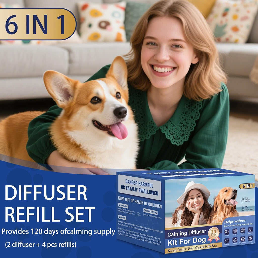 AutumnNest canine relaxation pheromone kit with safety warnings and usage directions visible