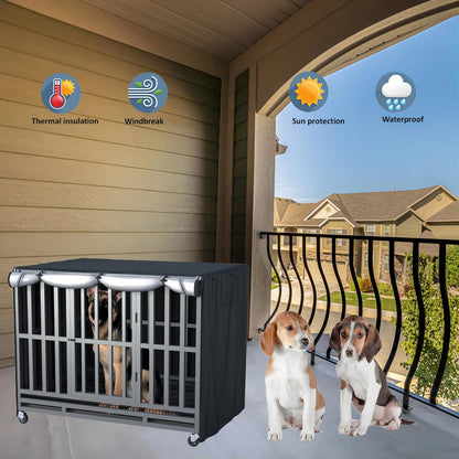 MDHAO premium weather resistant dog kennel cover showcasing secure snap button attachments
