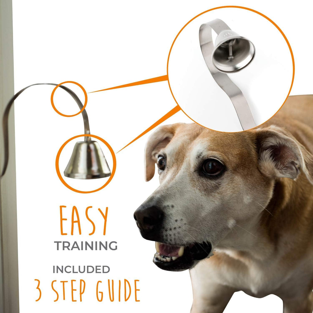 Side profile of iron support and silver bell for dogs