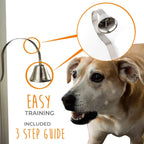 Side profile of iron support and silver bell for dogs