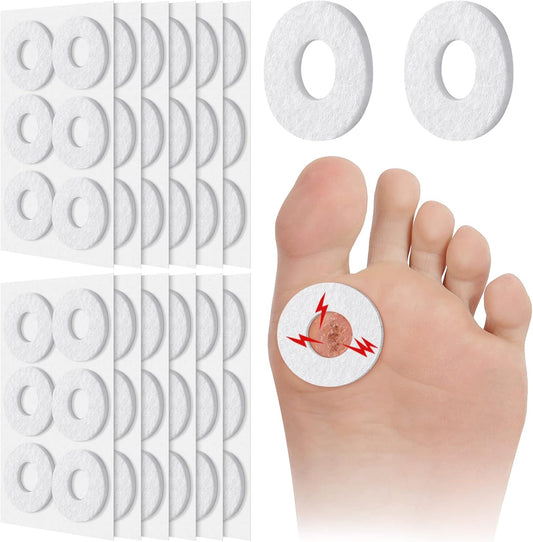 Nuanchu 72 Count Callus Cushions front view showing round felt pads for foot pain relief.