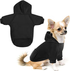 Idepet black pet dog hoodie front view for small dogs